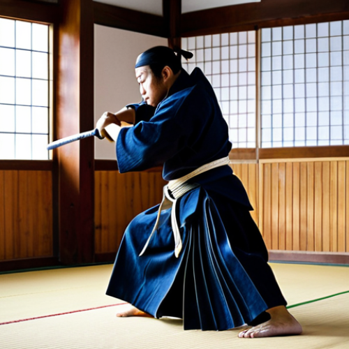 Home 22 Focused Kendo Practice**
A kendo practitioner, fully clothed in bogu (kendo armor), executing a powerful strike in a brightly lit dojo. Focus on the intensity and concentration in their eyes. Background should feature other kendo practitioners in the distance, practicing kata. Safe for work, appropriate content, fully clothed, professional, perfect anatomy, natural pose, well-formed hands. Add elements suggesting dedication and discipline, family-friendly.
**