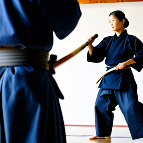 Home 9 **
A professional female Kendo instructor in full Bogu (protective armor), demonstrating Chudan-no-kamae stance in a brightly lit dojo. Fully clothed in traditional Kendo attire, holding a shinai. The background features blurred images of students practicing. Perfect anatomy, correct proportions, natural pose, well-formed hands, proper finger count, natural body proportions. Safe for work, appropriate content, family-friendly, professional.
**