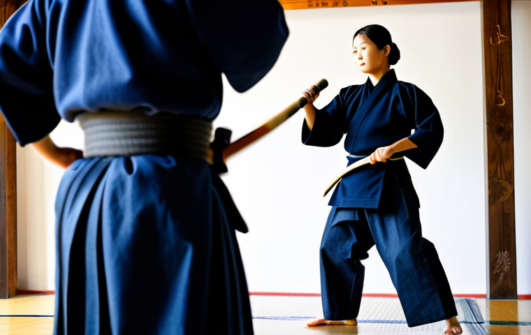 **

A professional female Kendo instructor in full Bogu (protective armor), demonstrating Chudan-no-kamae stance in a brightly lit dojo. Fully clothed in traditional Kendo attire, holding a shinai. The background features blurred images of students practicing. Perfect anatomy, correct proportions, natural pose, well-formed hands, proper finger count, natural body proportions. Safe for work, appropriate content, family-friendly, professional.

**