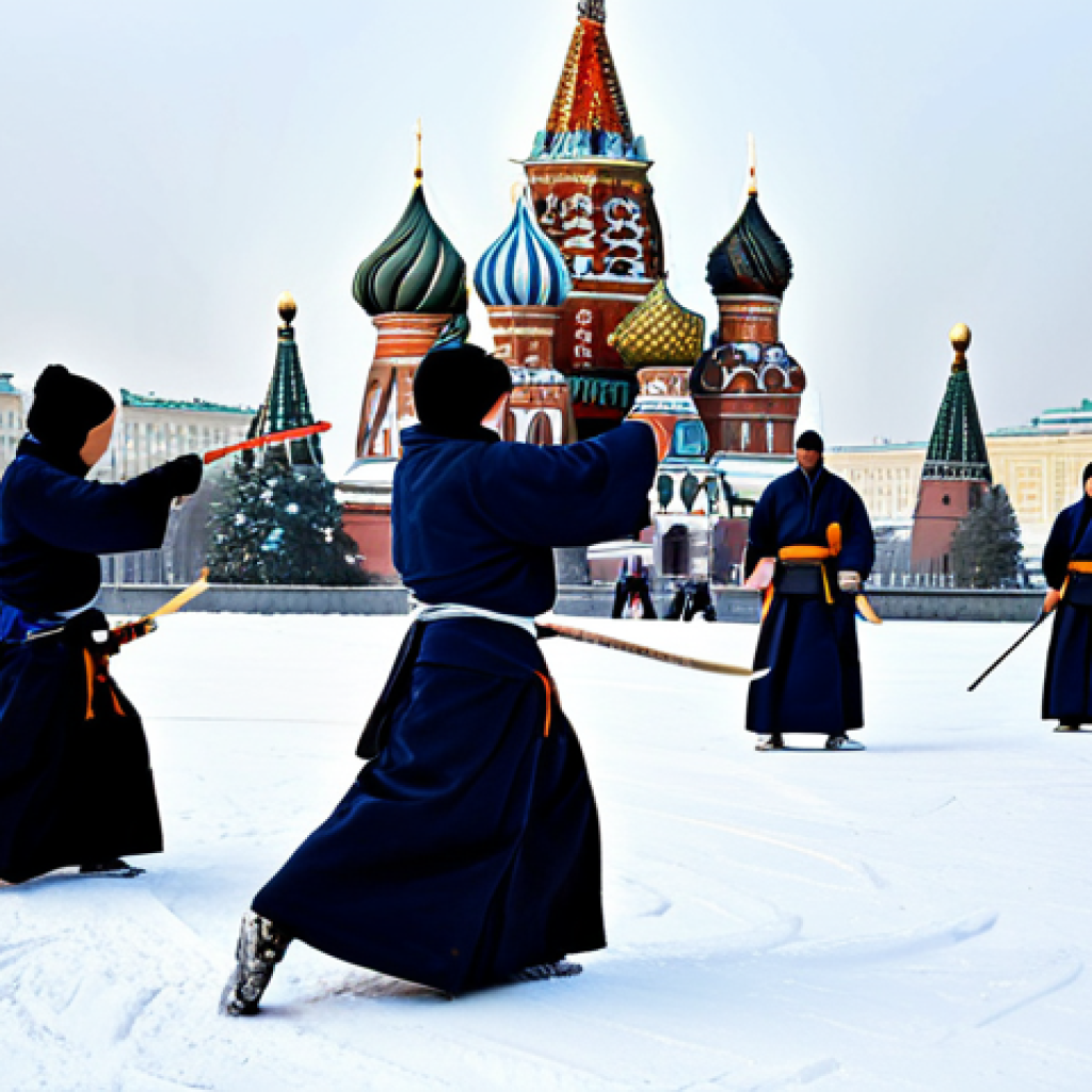 검도 관련 뉴스 모음 - Kendo Training in Moscow Park**

"A kendo training session in a snow-covered park in Moscow. Several...