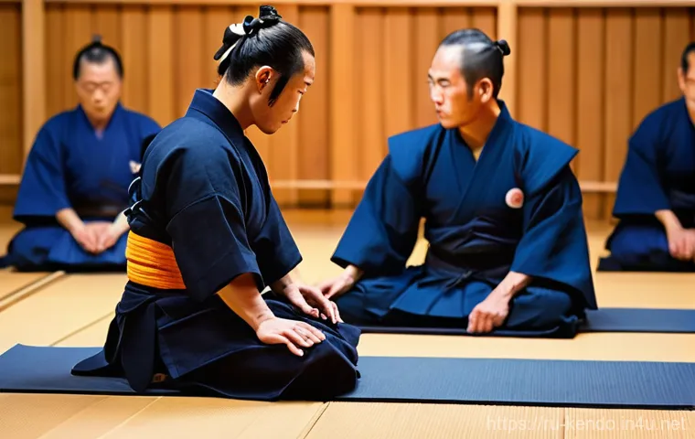 검도 시합 후 회복법 - **Prompt 1: Post-Fight Physical Recovery and Hydration**
"A Kendo practitioner, looking slightly...