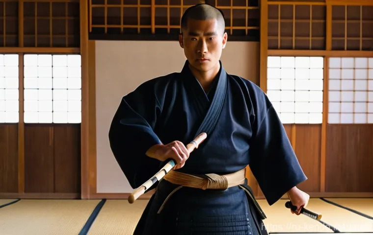 검도 겨루기 전략 - **A Kendo practitioner embodying strategic awareness and precise form.**
A male Kendo practition...