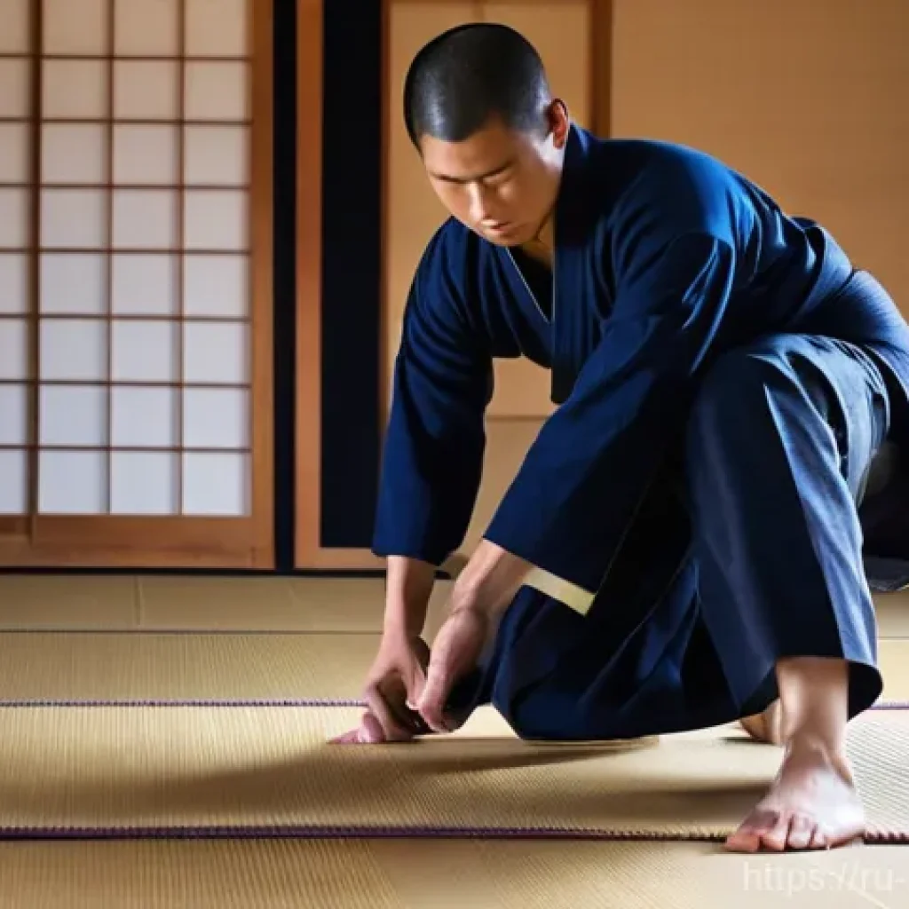 검도 대회 참가 후기 - **Prompt:** "A young male Kendo practitioner, in his early 20s, is intensely focused during a solita...