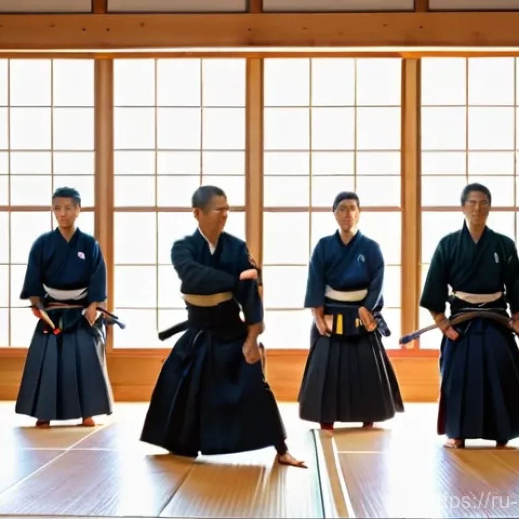 검도 부상 방지 팁 - **Dynamic Kendo Warm-up in a Dojo:**
A vibrant image featuring a diverse group of Kendo practiti...