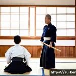검도 훈련 장소 추천 - **A Kendo Sensei Guiding a Beginner:**
A serene and inspiring scene inside a traditional Kendo d...