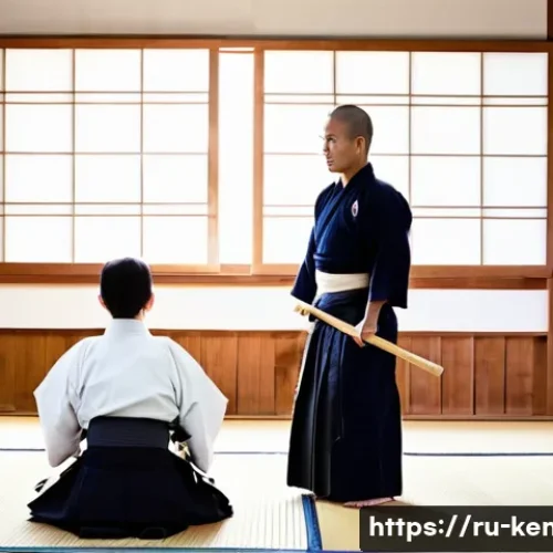 Home 30 검도 훈련 장소 추천 - **A Kendo Sensei Guiding a Beginner:**
A serene and inspiring scene inside a traditional Kendo d...