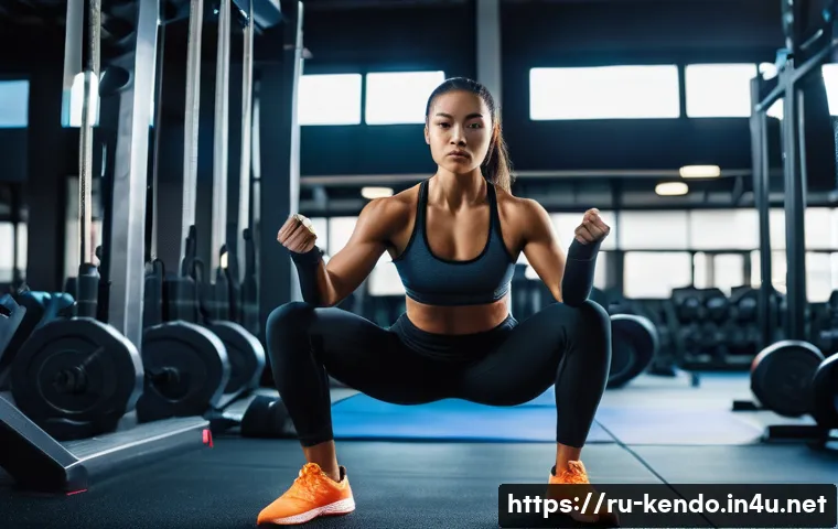 검도 국제 대회 참가 팁 - **A focused female kendo practitioner engaged in intense physical training.** She is wearing modern ...
