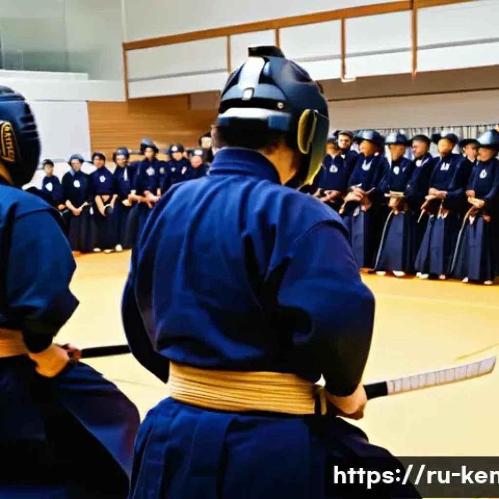검도 행사 및 이벤트 - A dynamic scene of a traditional kendo tournament inside a large gymnasium filled with diverse parti...