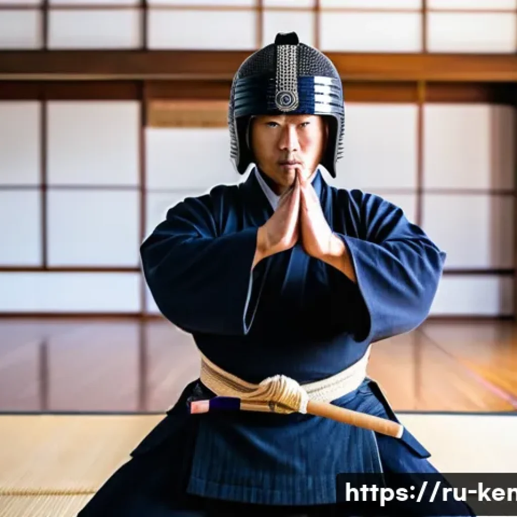 검도 훈련 스케줄 짜기 - A focused male kendo practitioner in traditional armor (bogu) practicing kata in a bright dojo durin...