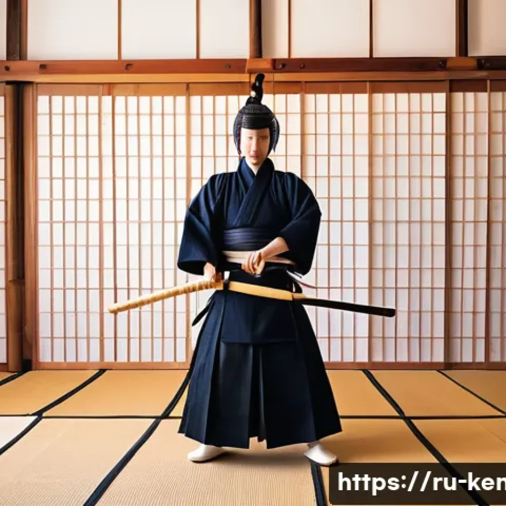 검도 책 추천 - A detailed illustration of a young adult kendo practitioner in full traditional armor (bogu), demons...